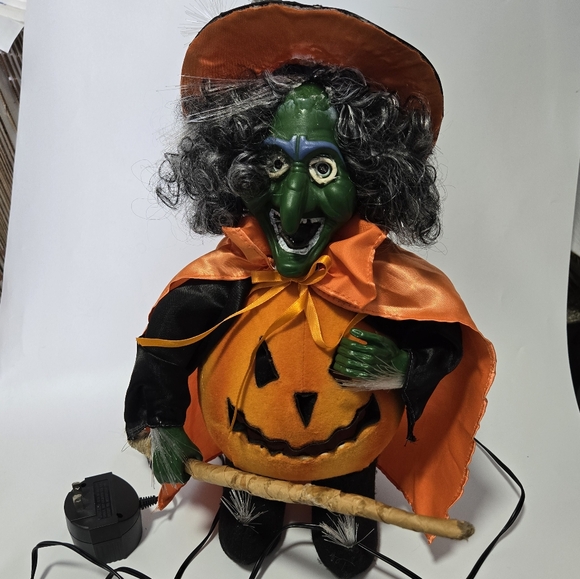 Vintage Fiber Optic Witch Halloween Decoration Pumkpin Jack-o-lantern 90s - Picture 8 of 16